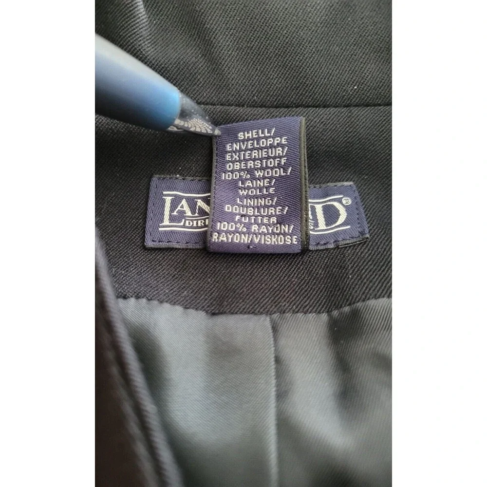 Lands End Direct Merchants Size 10 100% Wool Navy Blue Blazer Dark Academia